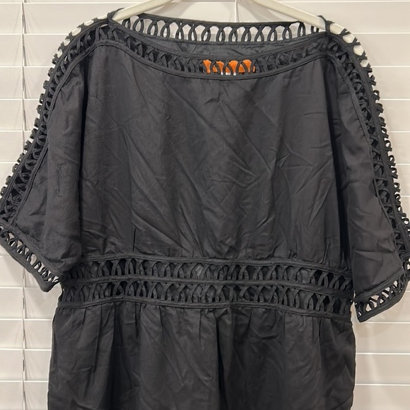 Cynthia Steffens Black 100% Cotton Dress with Beautiful Sewn Detail sz. 14 - Picture 2 of 10